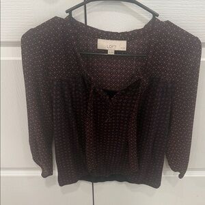 LOFT Women's Burgundy and Black Blouse